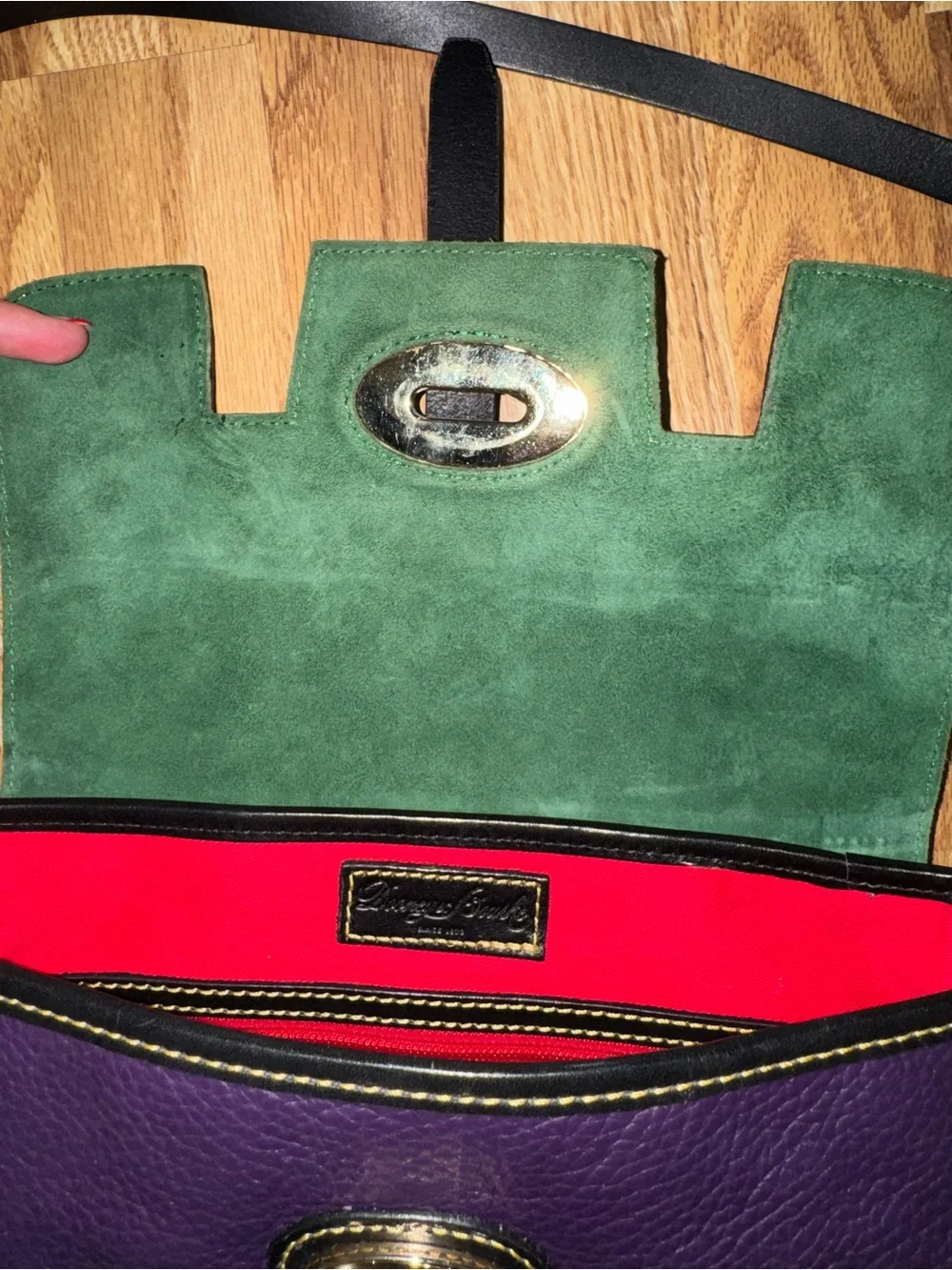 Dooney & Bourke Verona Elisa Pebbled Leather Satchel Purple Brown Crossbody Bag